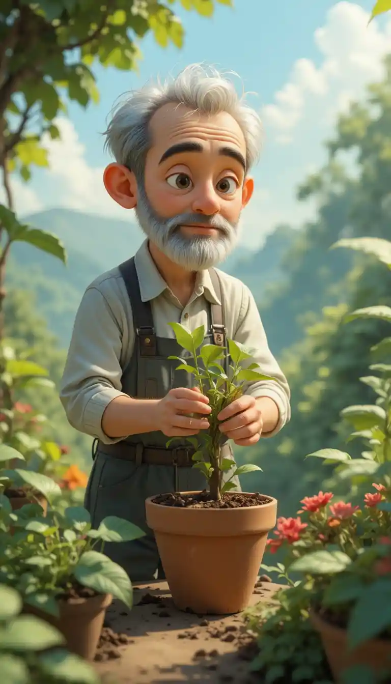 Animated seed growing into a lush seasonal garden