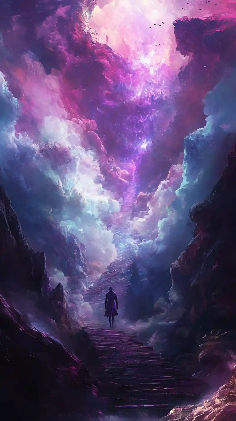 Abstract journey into shifting spiritual dimensions