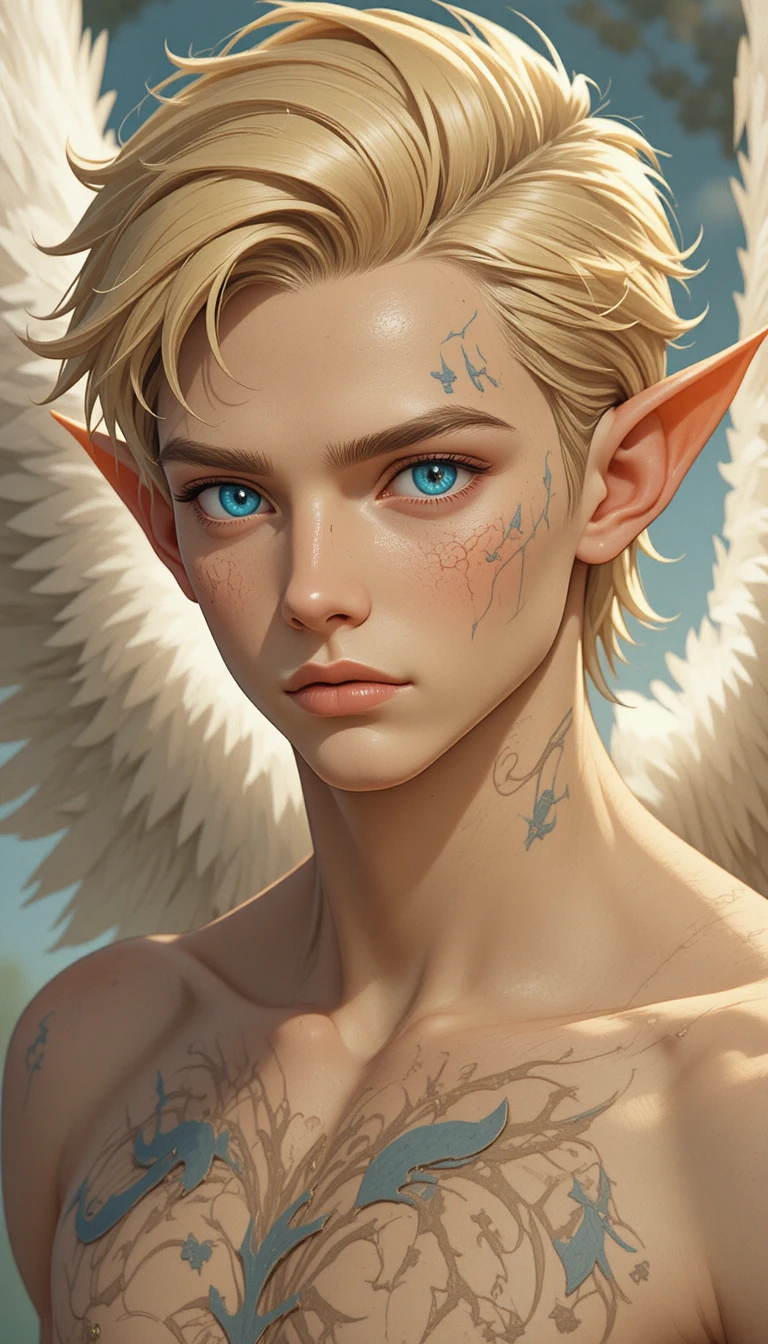Young angelic warrior man in a Wakfu fantasy world