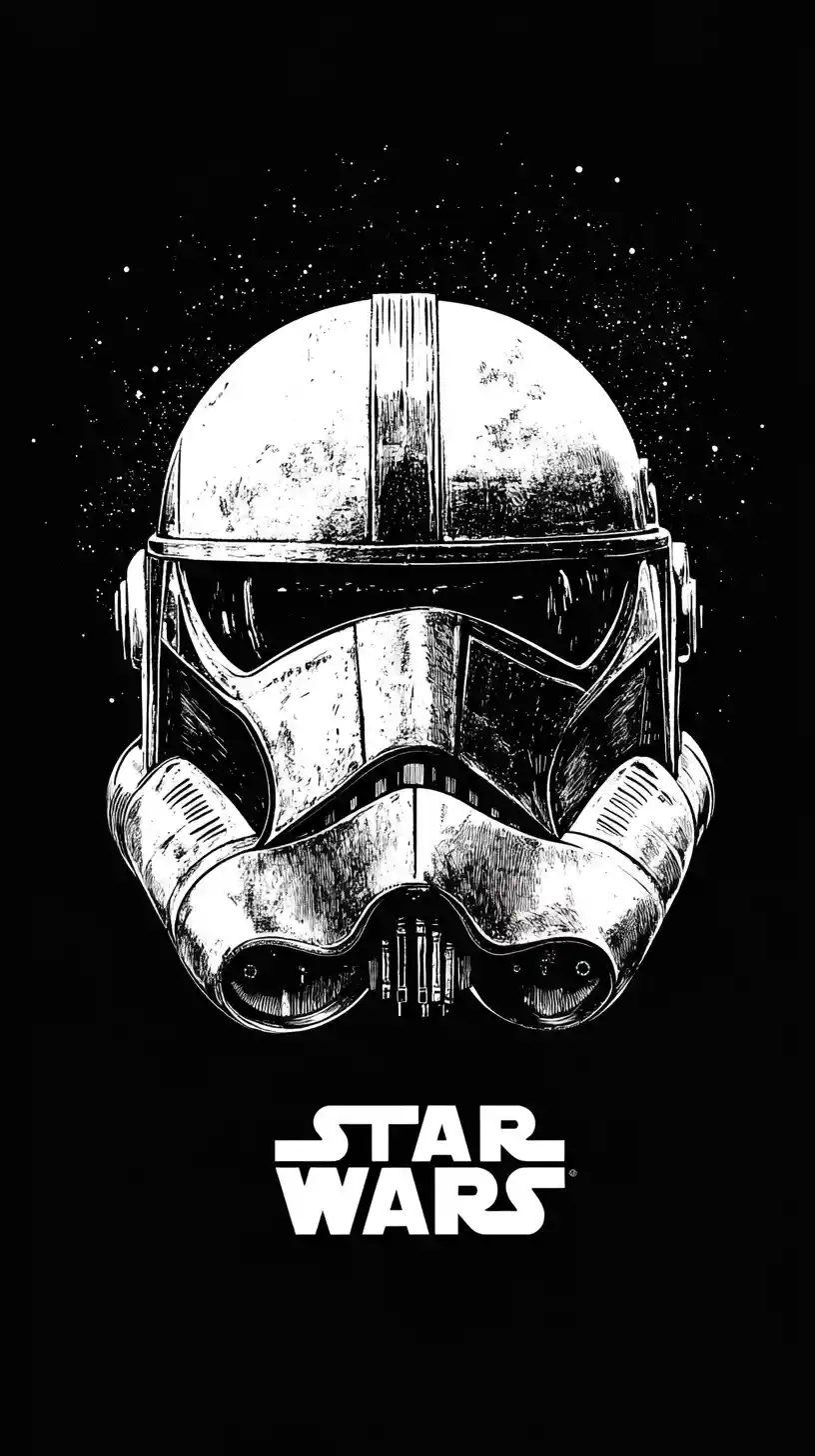 Minimalist black and white poster of a sci fi spacecraft