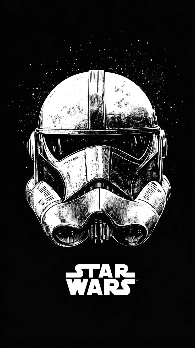 Minimalist black and white poster of a sci fi spacecraft