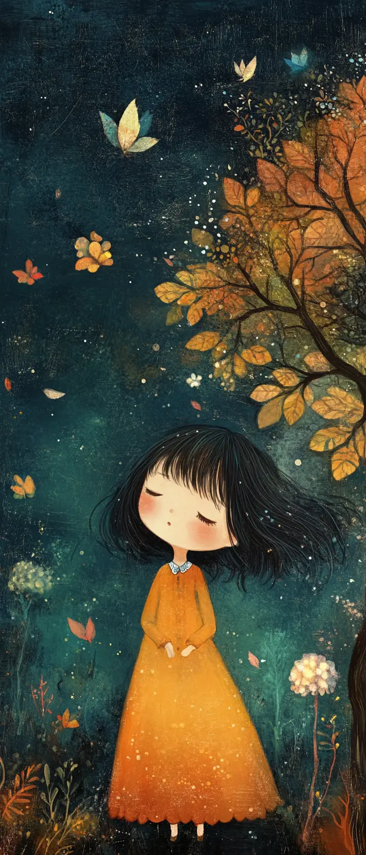 Cute fantasy girl with funky colorful charm