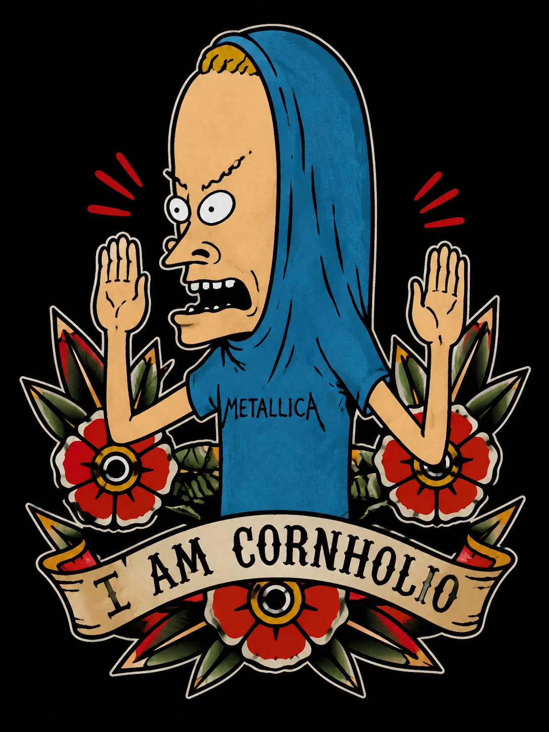 Old school traditional tattoo flash of a cartoon man