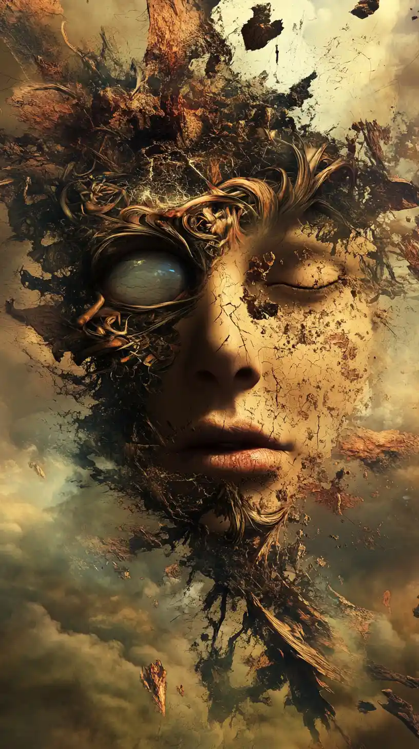 Abstract journey into shifting dimensions and hidden intentions
