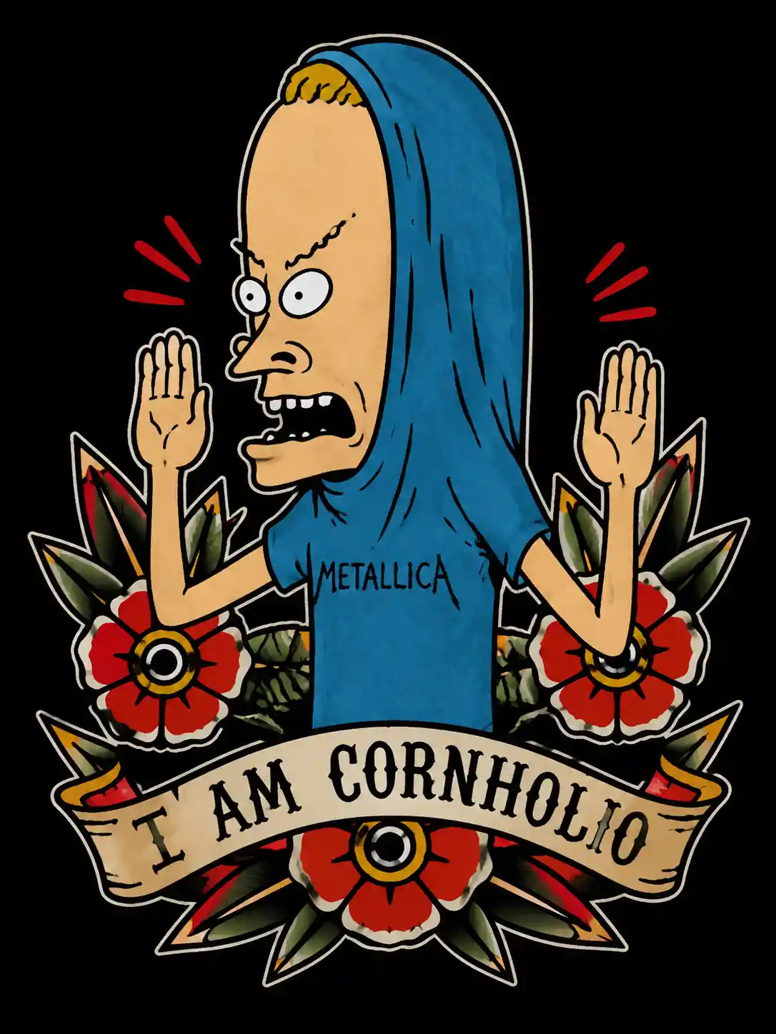 Old school traditional tattoo flash of a cartoon man