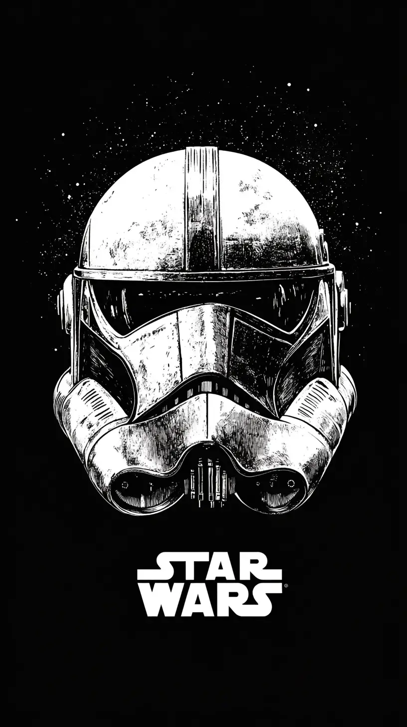 Minimalist black and white poster of a sci fi spacecraft