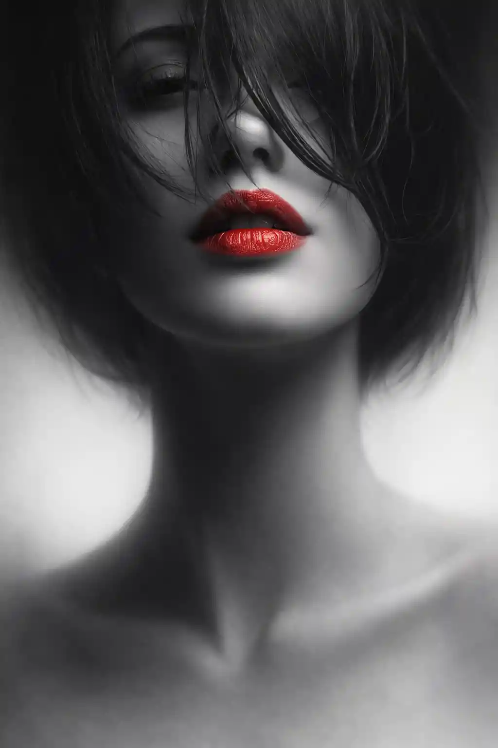 Surreal portrait of a beautiful woman blending into illustration