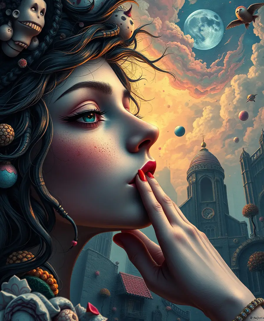 Scena di surrealismo pop in un regno fantasy blues condannato