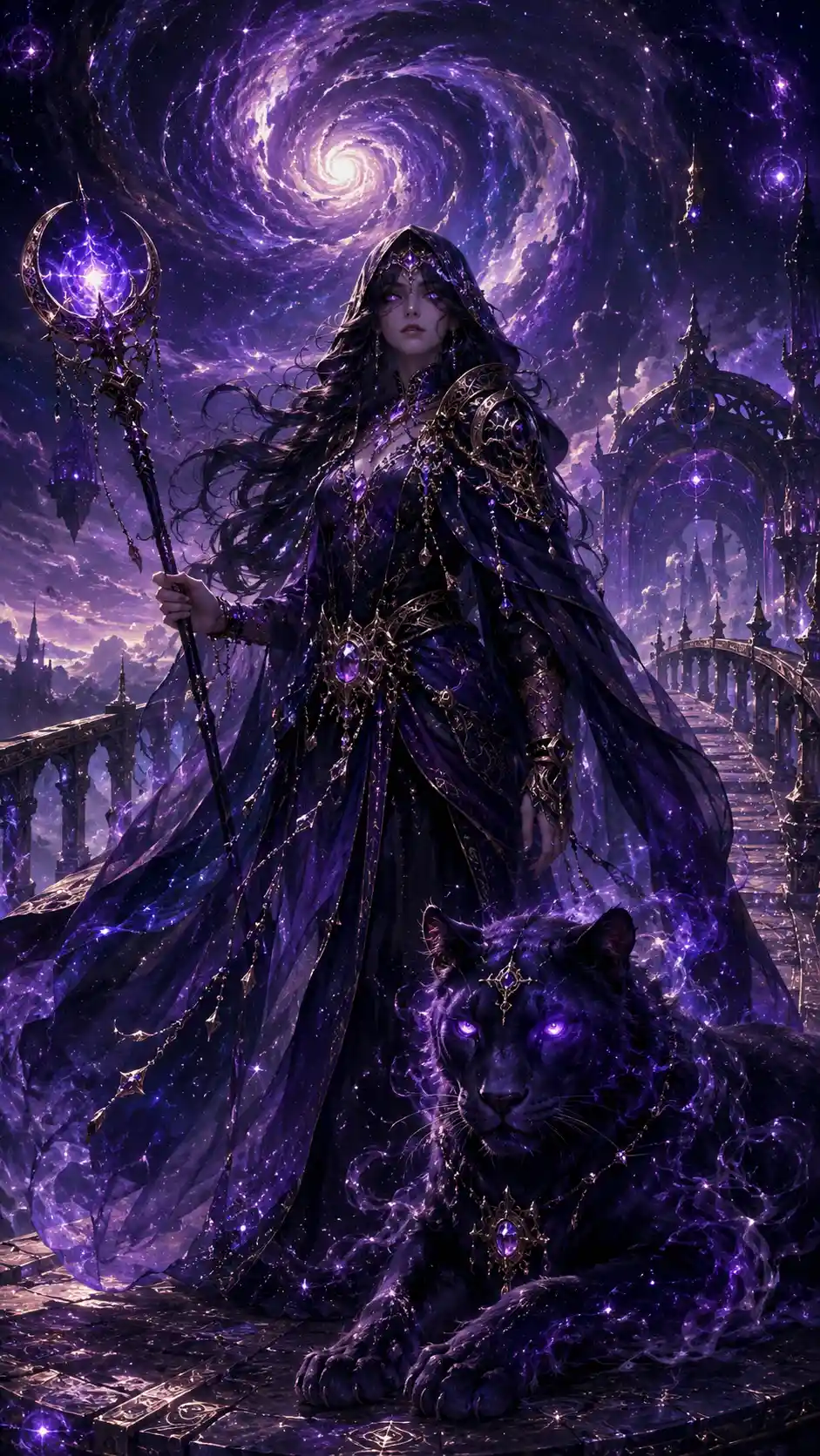 Mystic Void Walker With Panther On Celestial Bridge