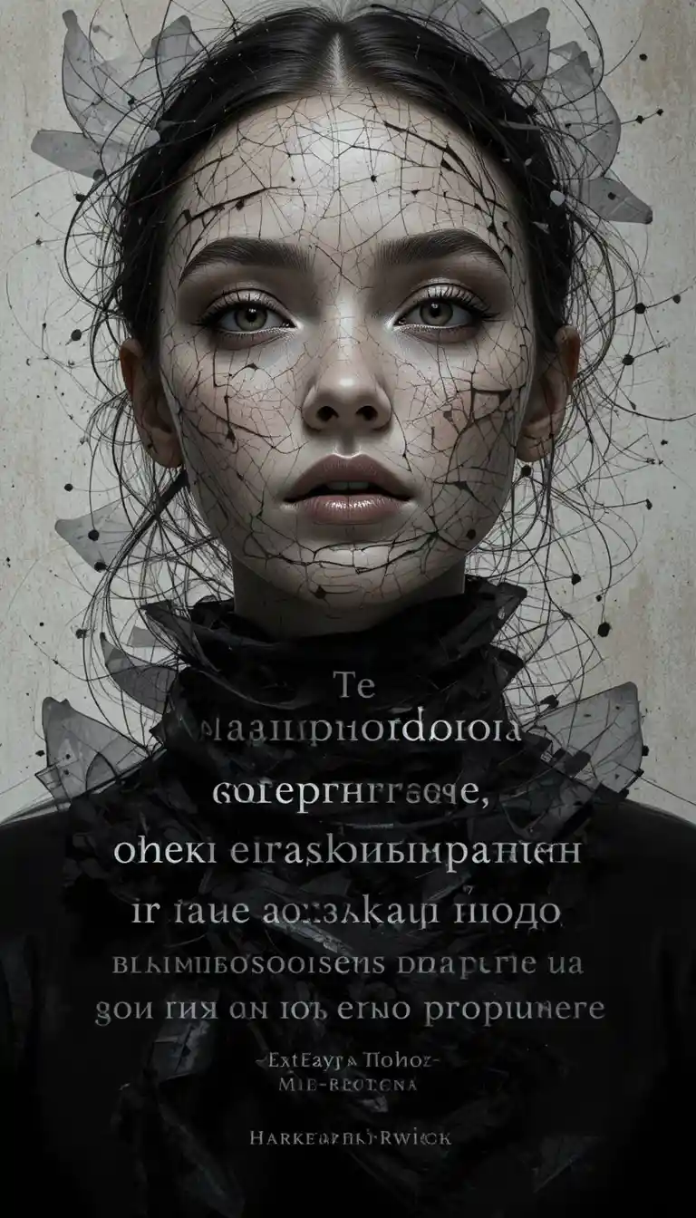 High fashion portrait with Russian quote typography