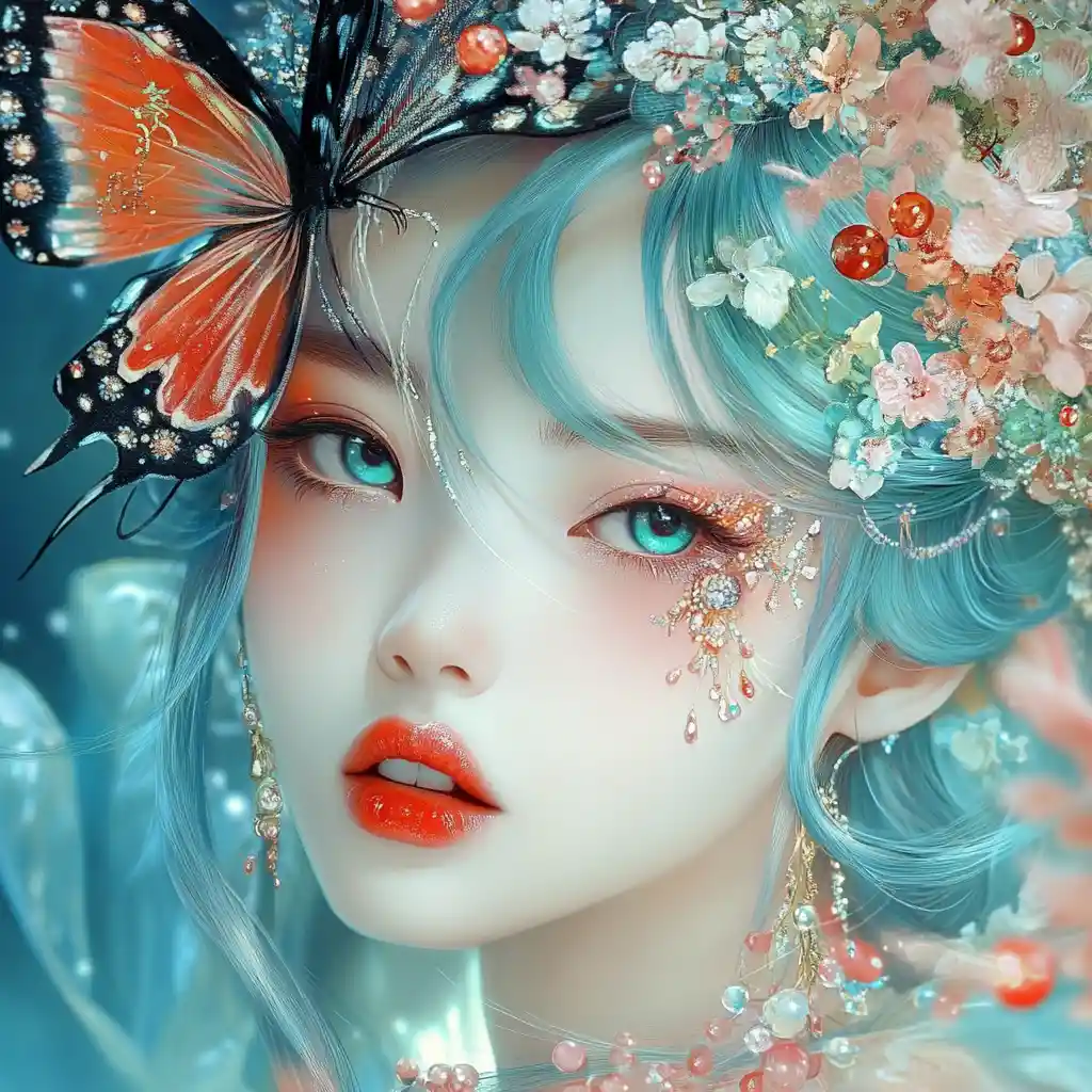 Mujer fantasiosa en ilustración vibrante inspirada en anime