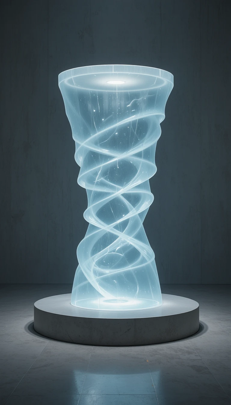 Podest aus mattem Glas in Form eines wirbelnden Vortex