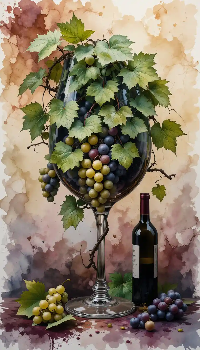 Surreal Grapevine Forming A Majestic Wine Glass