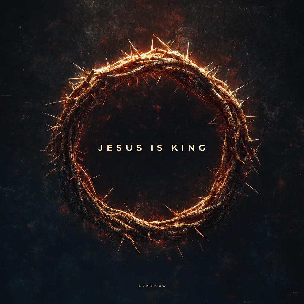 Crown Of Thorns Circle With Bold Jesus Is King Text