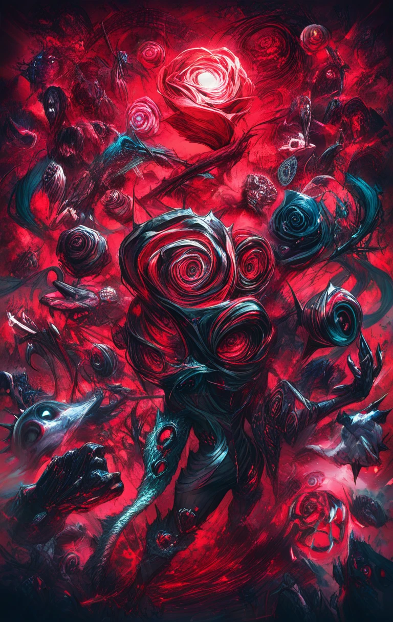 Close up of a man with a cursed rose head