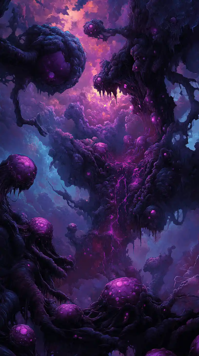 Abstract dark scene with ominous heavenly undertones