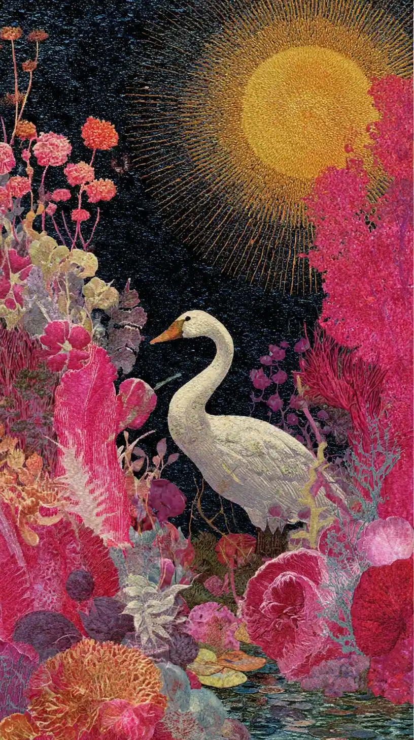 Surreal abstract collage in bright vintage dreamy colors