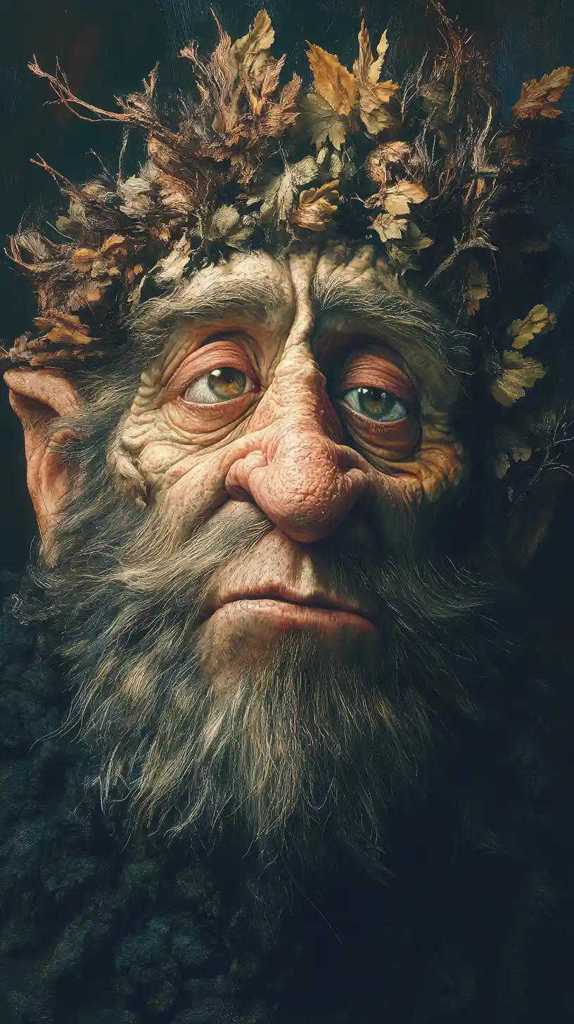 Surreal oil portrait of a bizarre fantasy troll creature