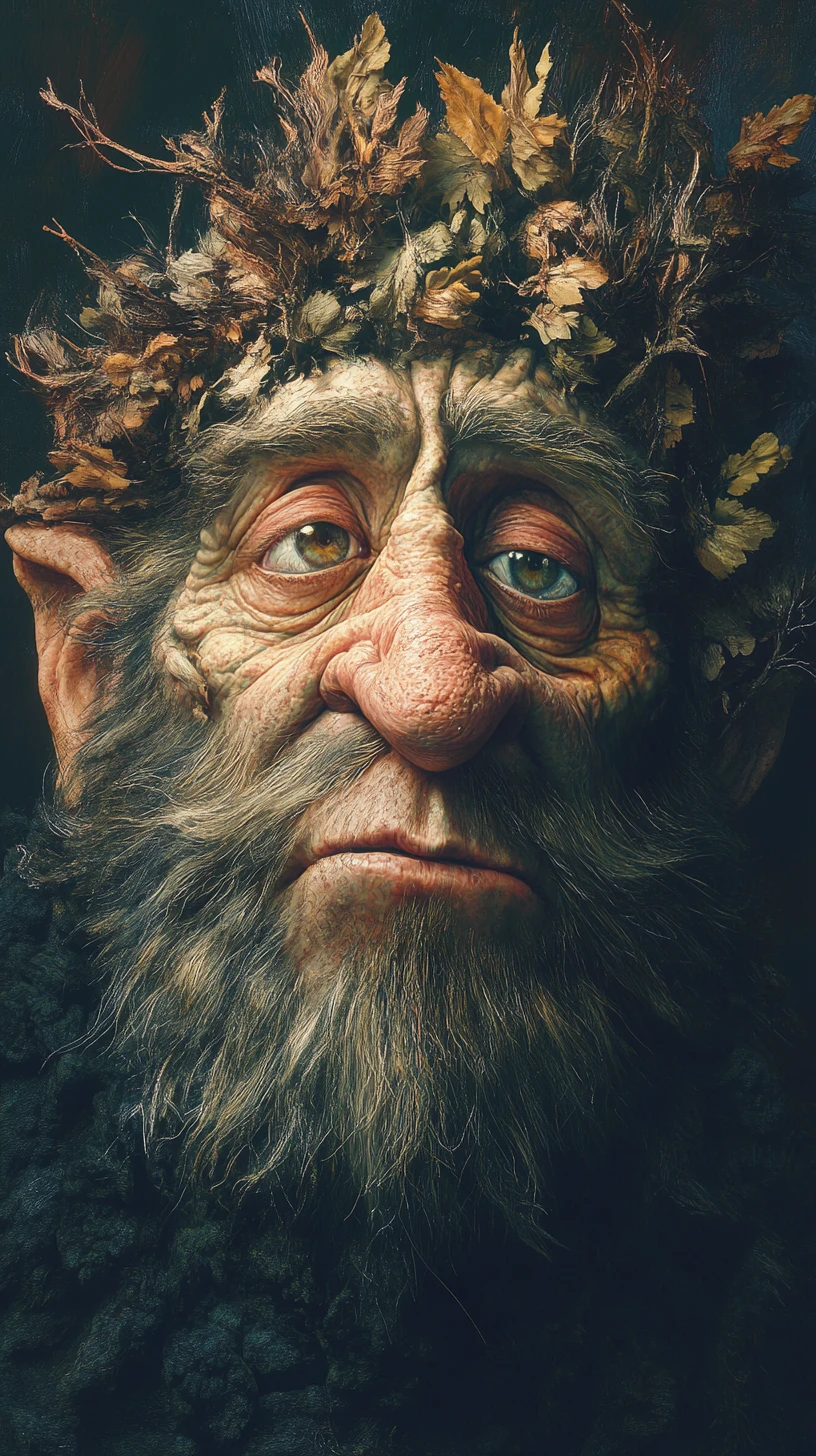 Surreal oil portrait of a bizarre fantasy troll creature