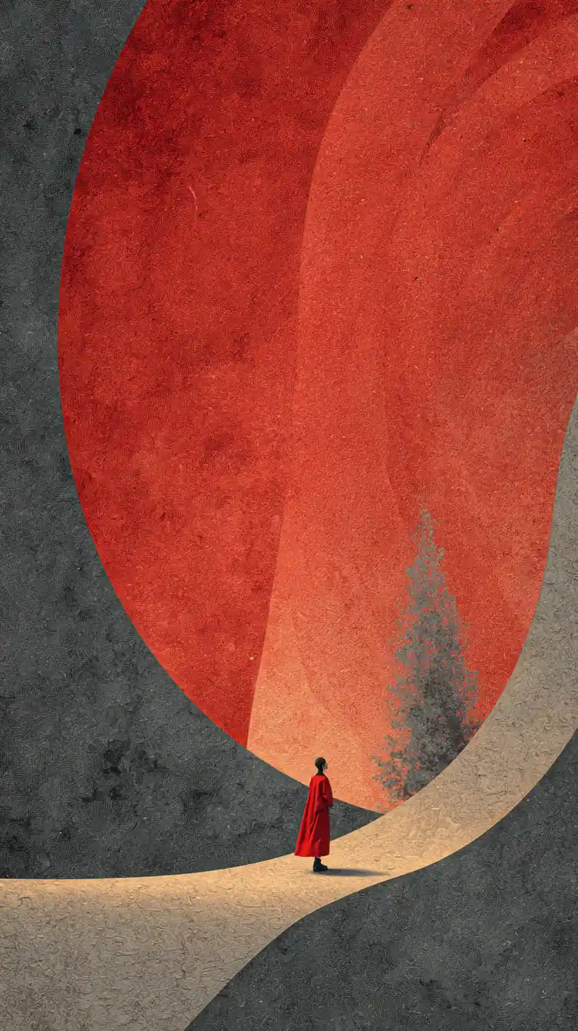 Surreal vintage collage with abstract shapes and rich texture