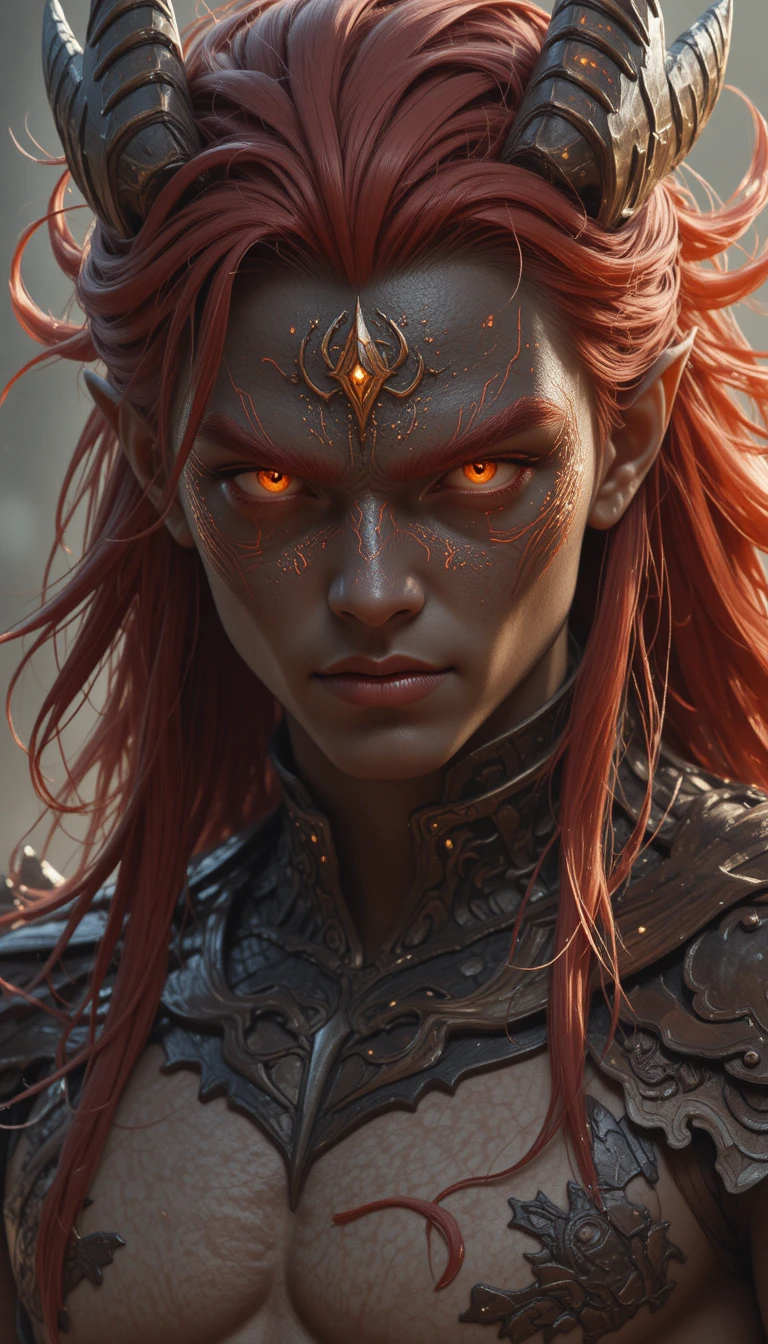 Muscular dragon man with amber eyes in a fantasy world