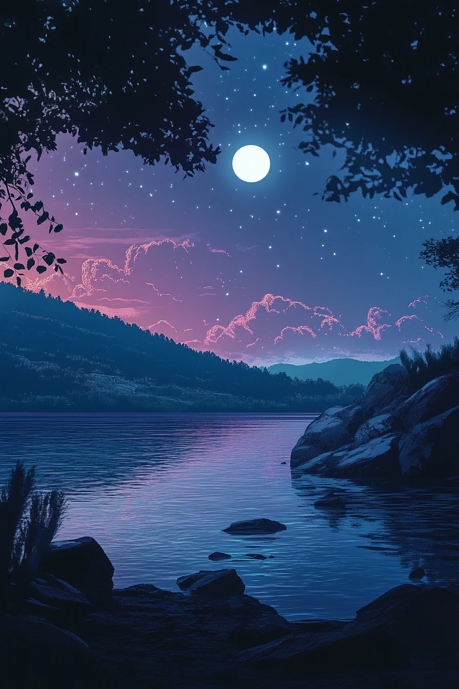 Midnight lagoon with a soft relaxing lofi atmosphere