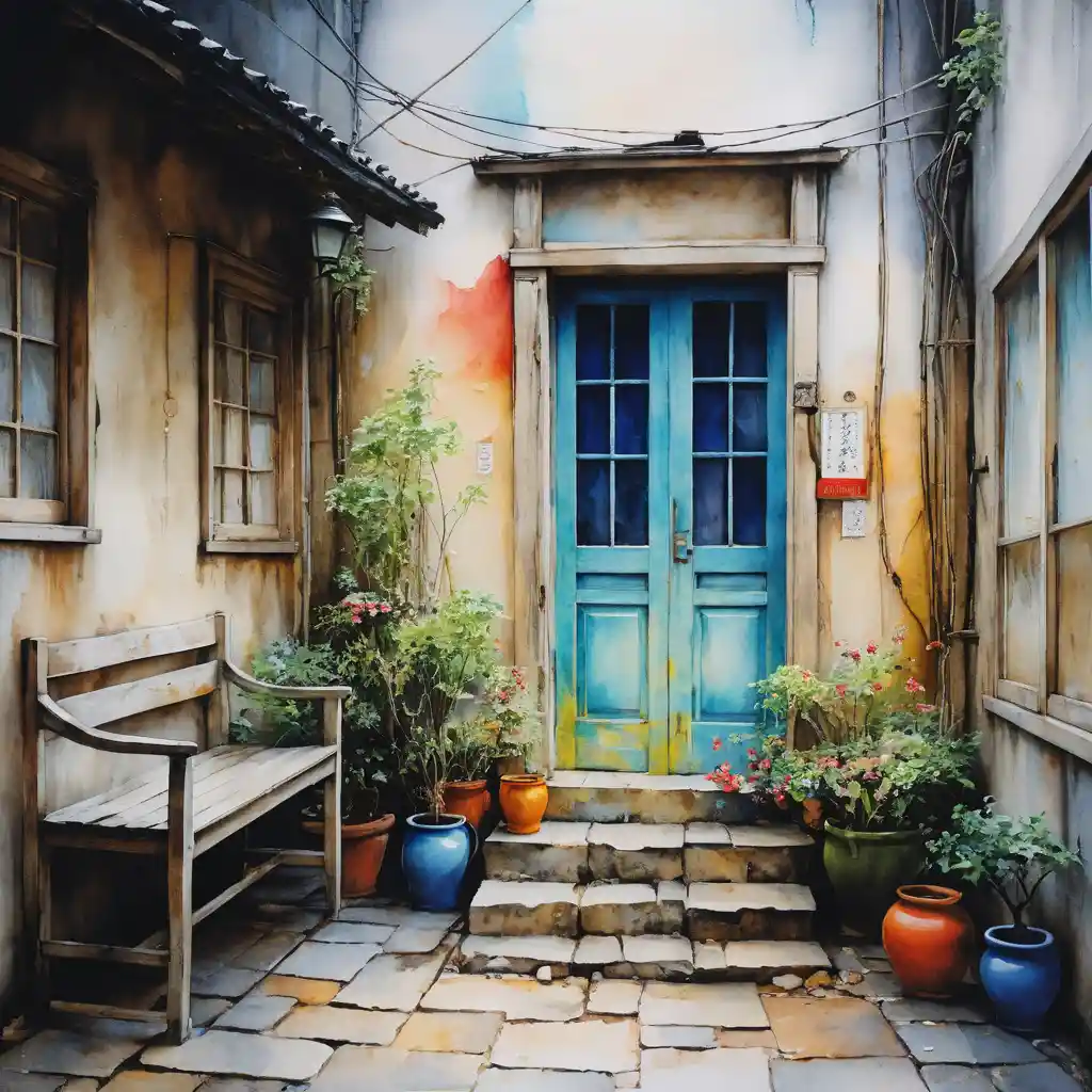 Dreamlike watercolor painting with vivid abstract colors