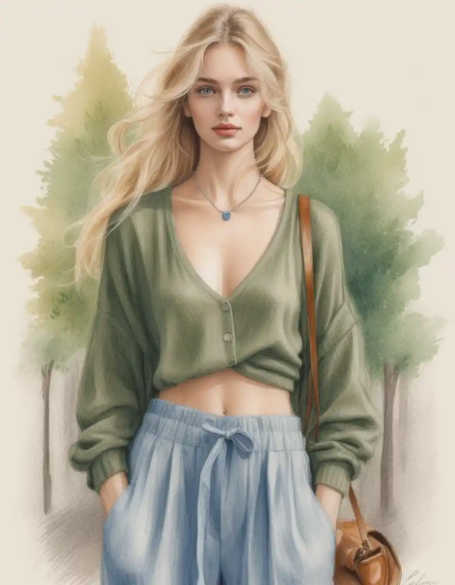 Young blonde woman walking on a Parisian boulevard