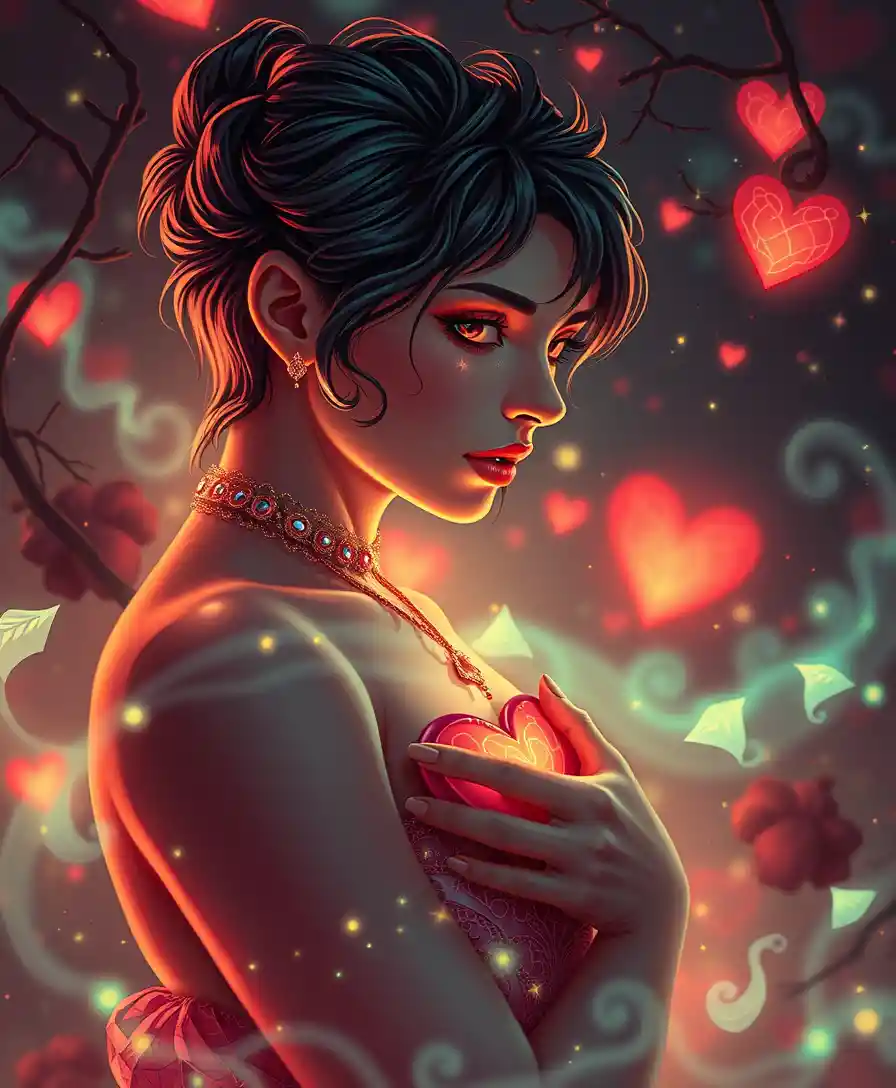 Glowing popsurrealist title in a dreamy fantasy scene