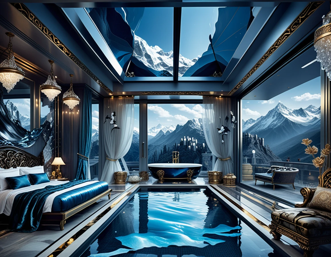 Luxury penthouse infinity pool above the rocky mountains