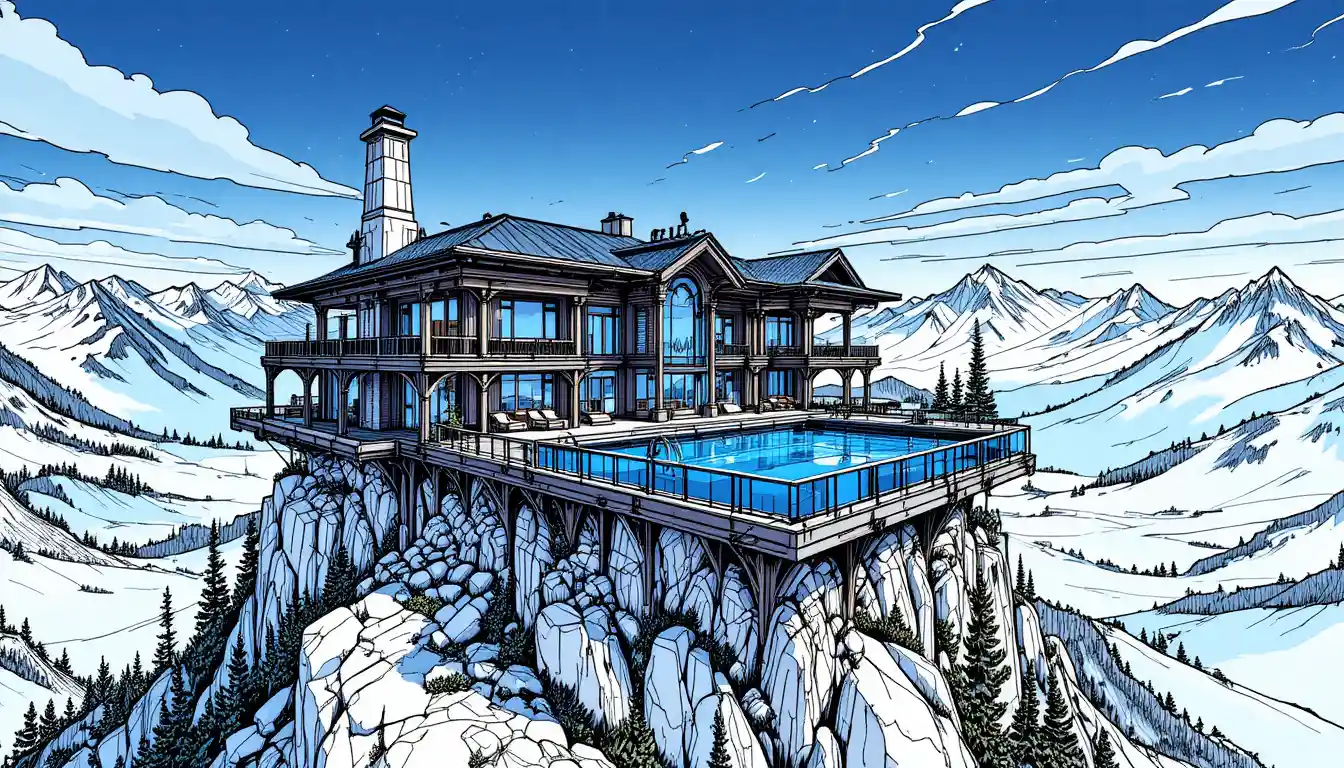 Luxury mountain estate with rooftop sky infinity pool