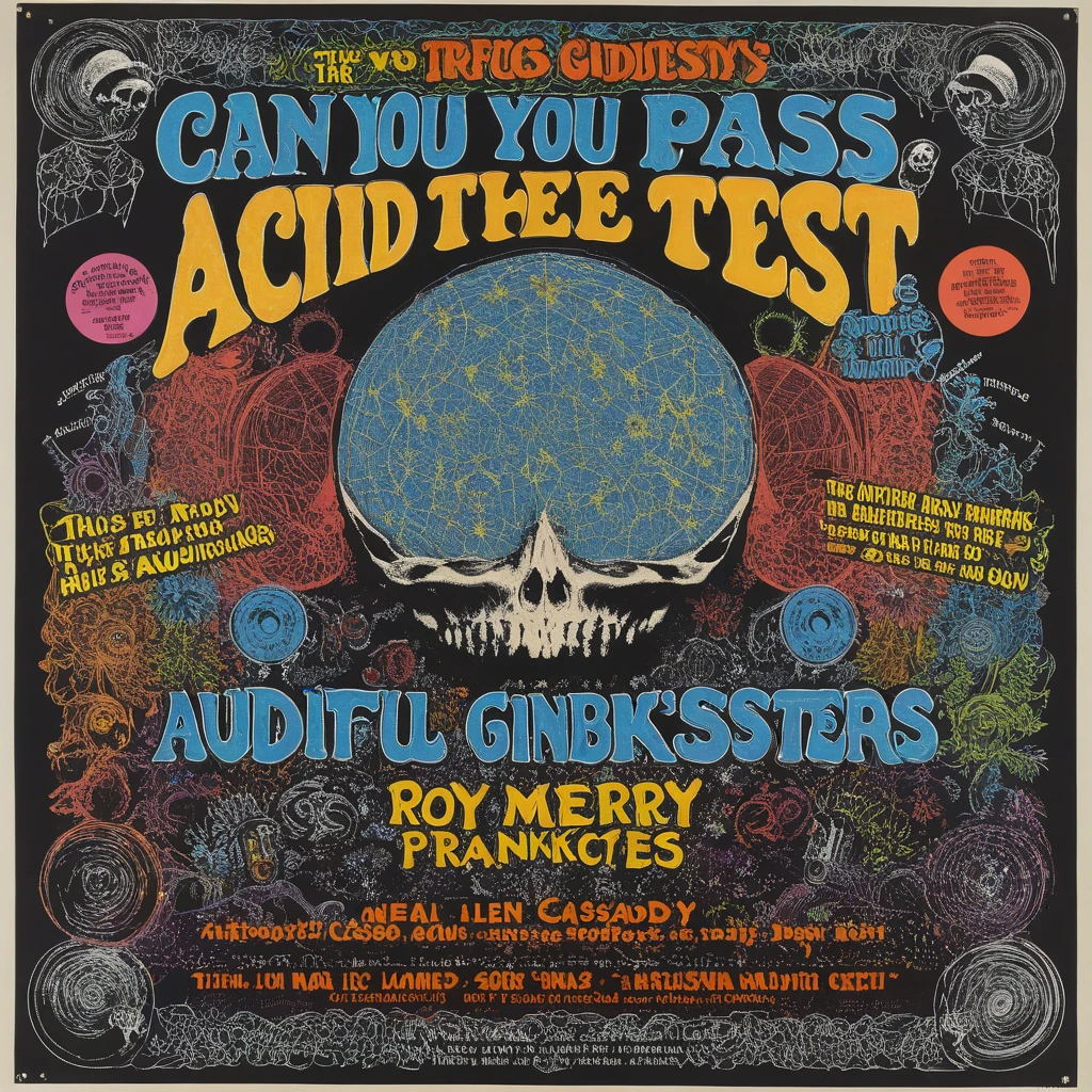 Psychedelic concert poster asking can you pass the acid test