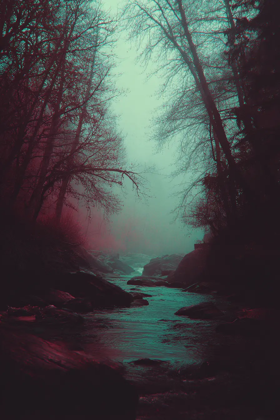 Surreal dreamscape blending nature with classical musical elements