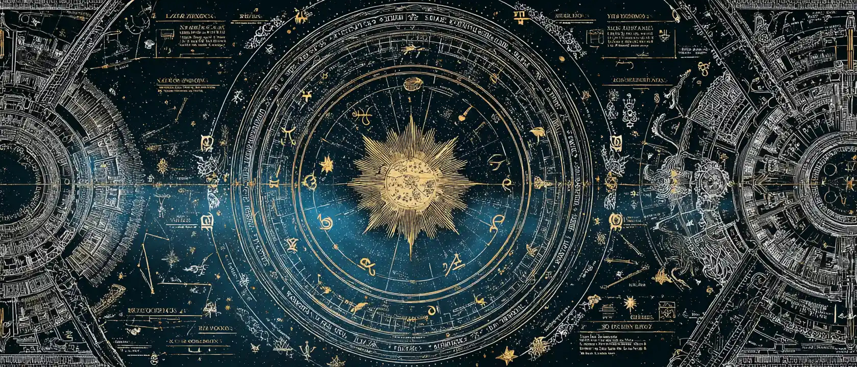 Zodiac signs mapped across a star filled night sky