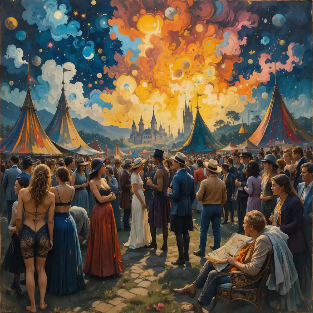 Colorful crowd at the Glastonbury 2025 outdoor music festival