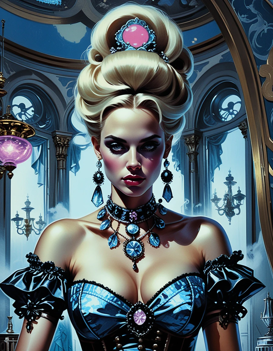 Mystical Enchantress In Lavish Baroque Mansion Interior