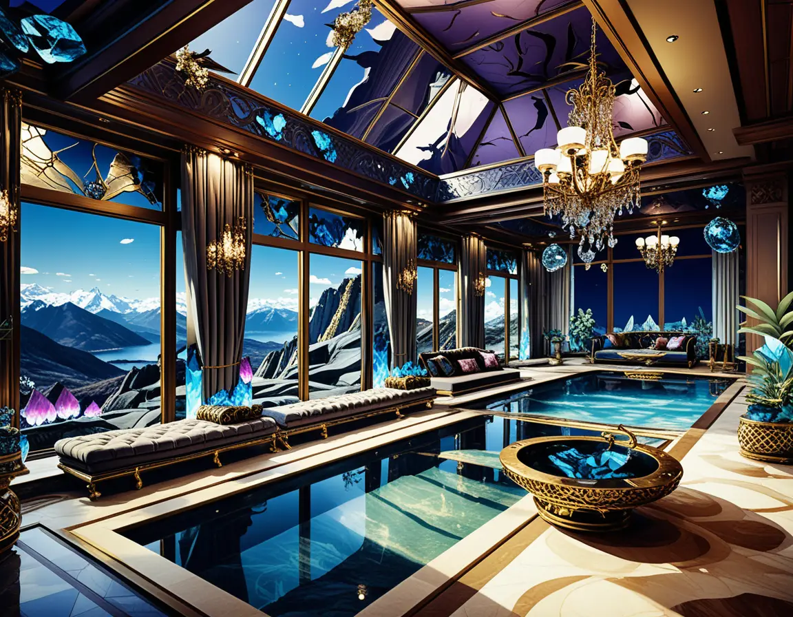Luxury penthouse infinity pool above rocky mountain vista