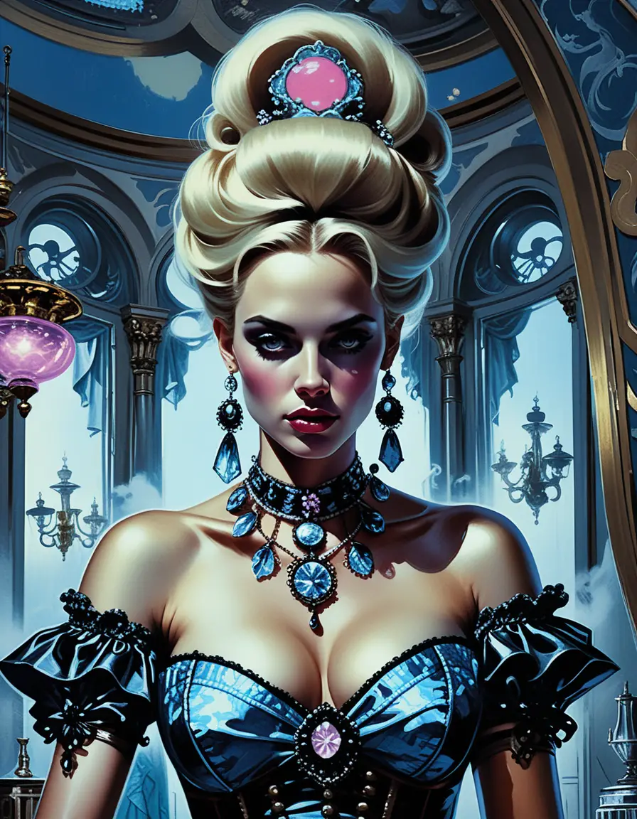 Mystical Enchantress In Lavish Baroque Mansion Interior