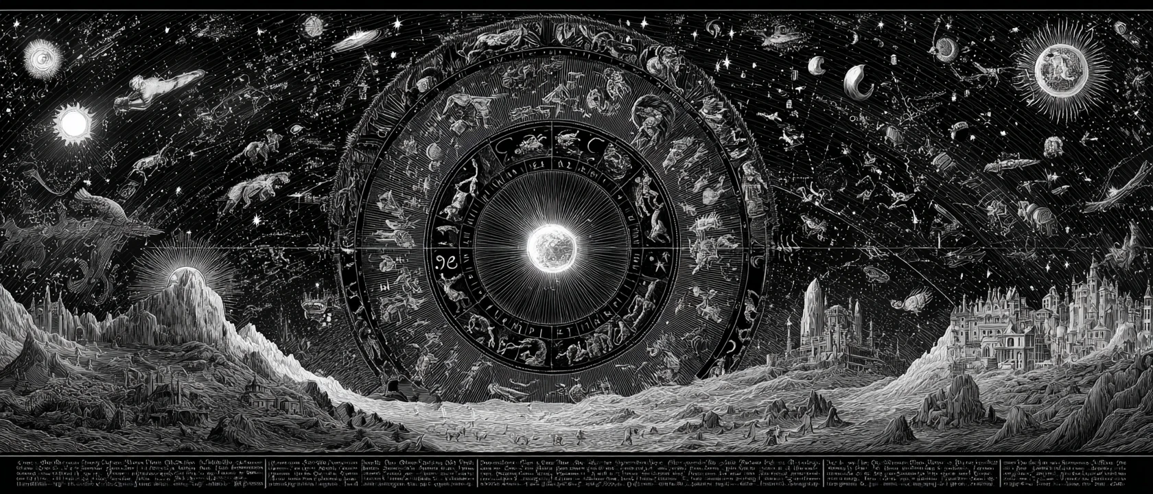 Segni zodiacali mappati nel cielo notturno stellato