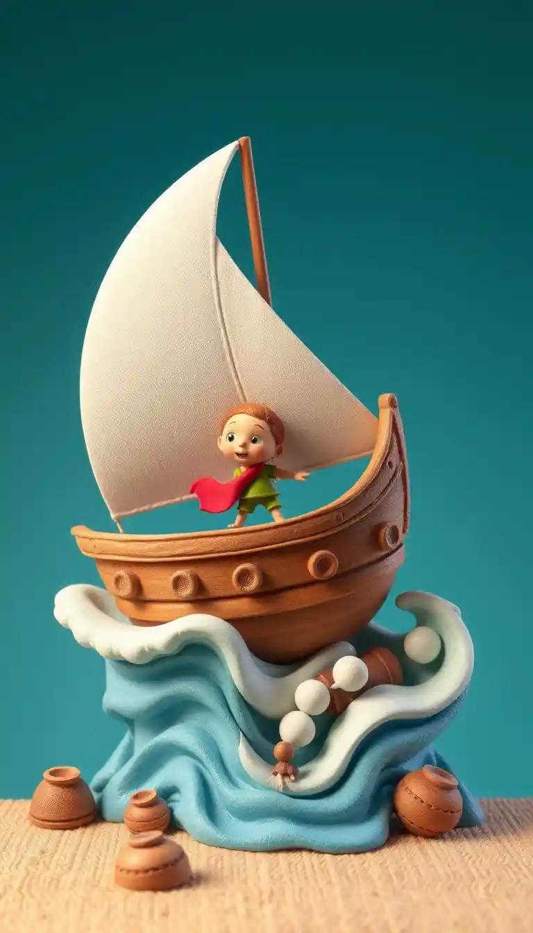 Clay style 3D scene inspired by childhood short films
