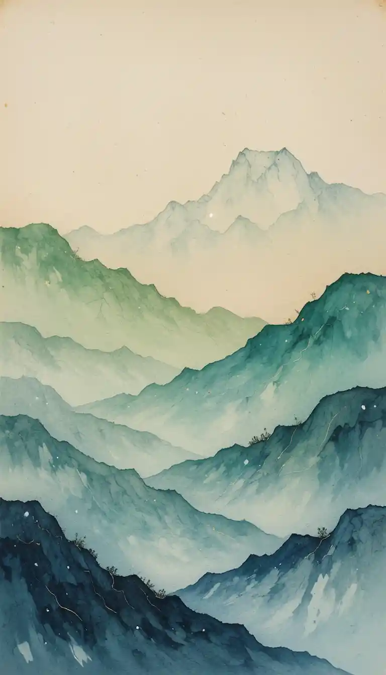 Soft pastel watercolor landscape on textured rough paper