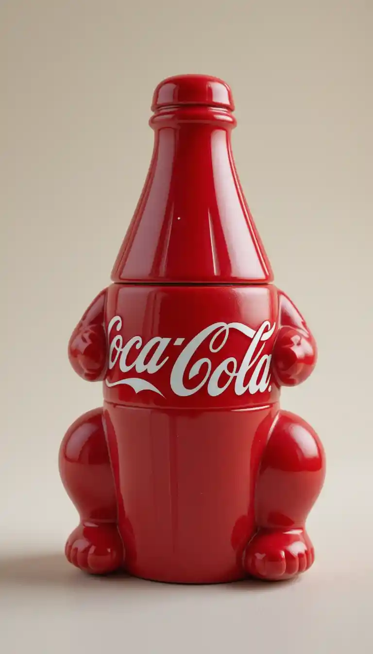 Red toad shaped cola bank close up on light background