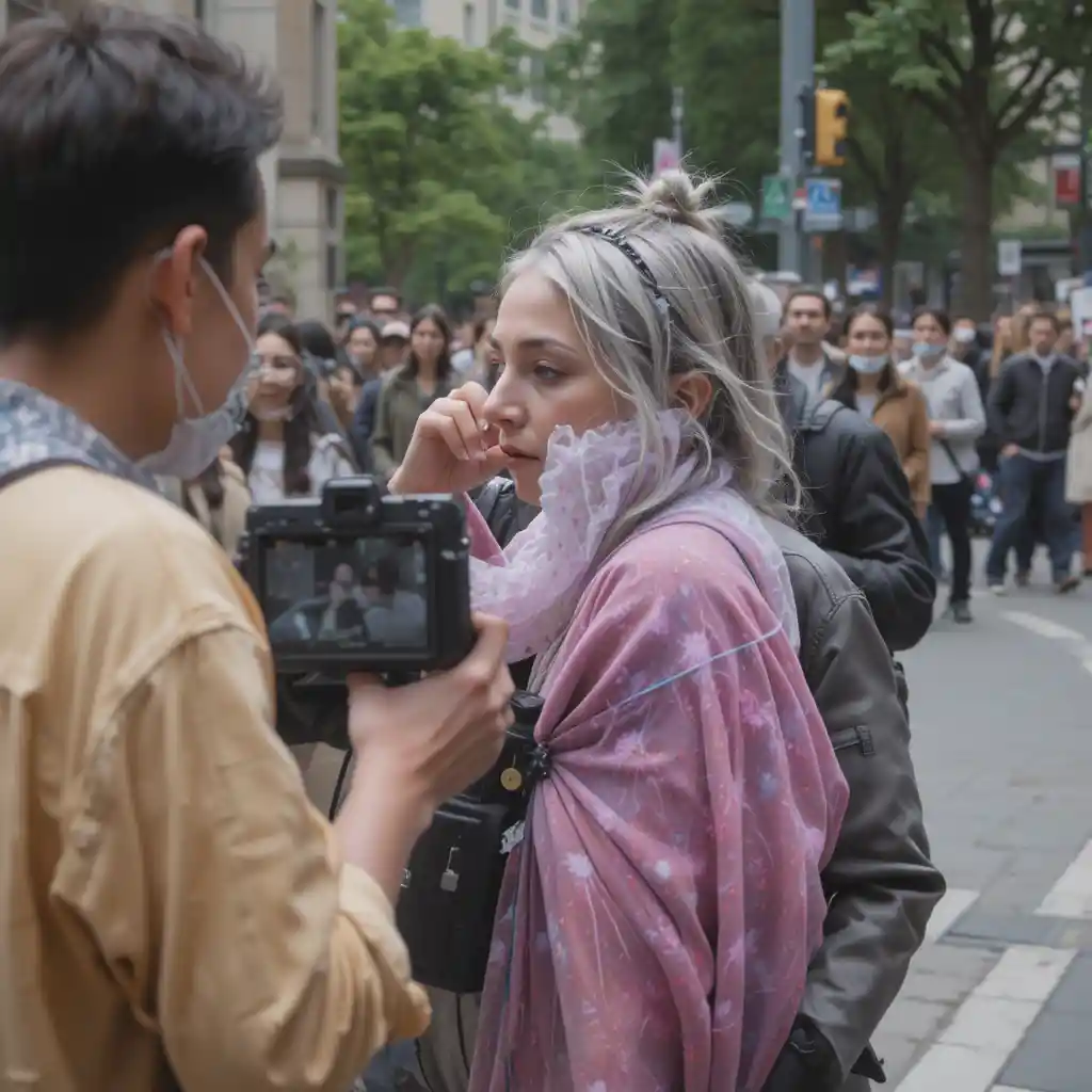 Person in a vulnerable moment within an unsafe public space