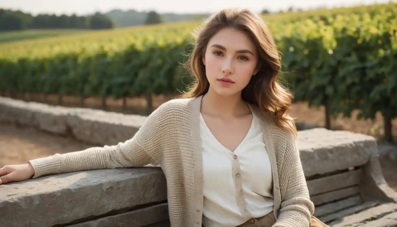 Young woman resting on a stone bench in soft light