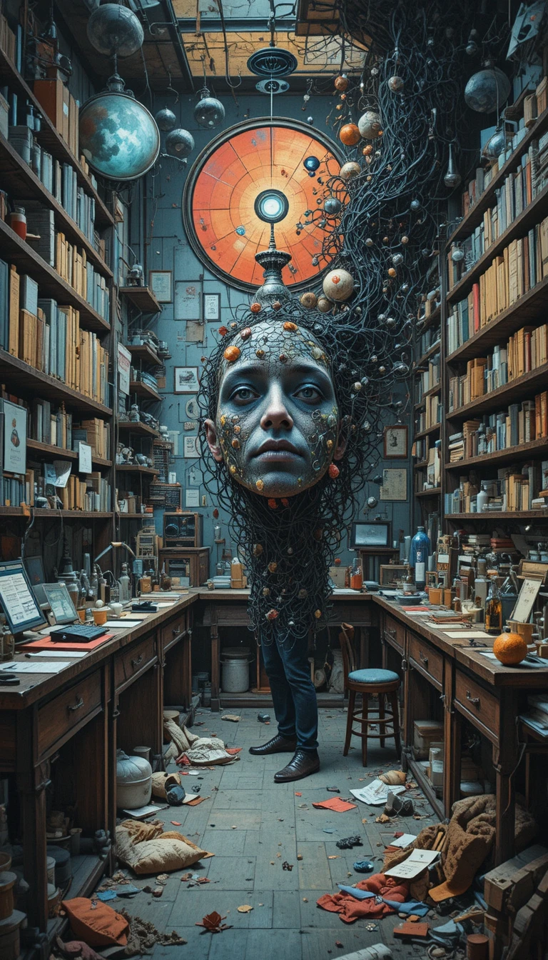 Surreal Abstract Laboratory With Chaotic Glitch Aesthetics