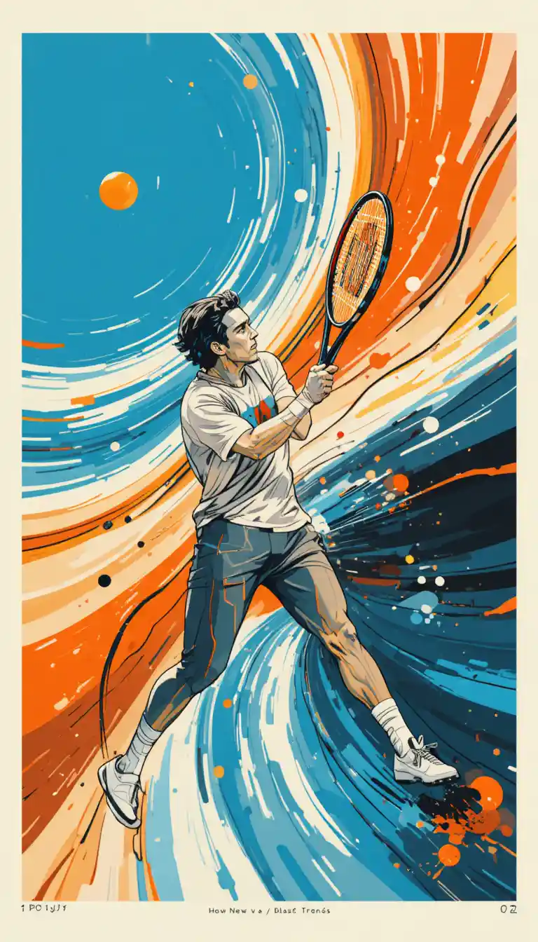 Dynamic tennis player poster in bold graphic style