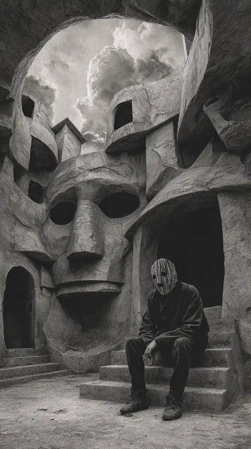 Mysterious figure entering the shadows of the city slums