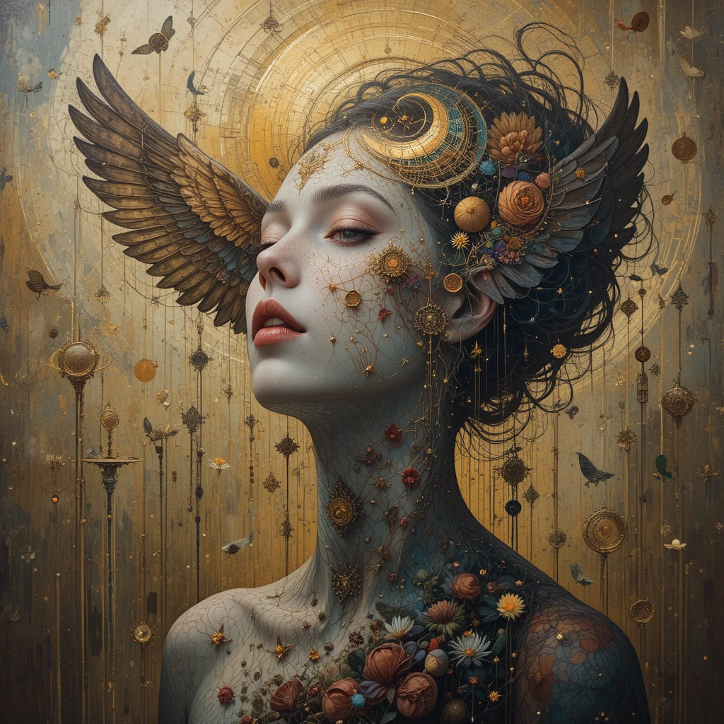Mystical abstract tapestry of symbolic metamorphosis