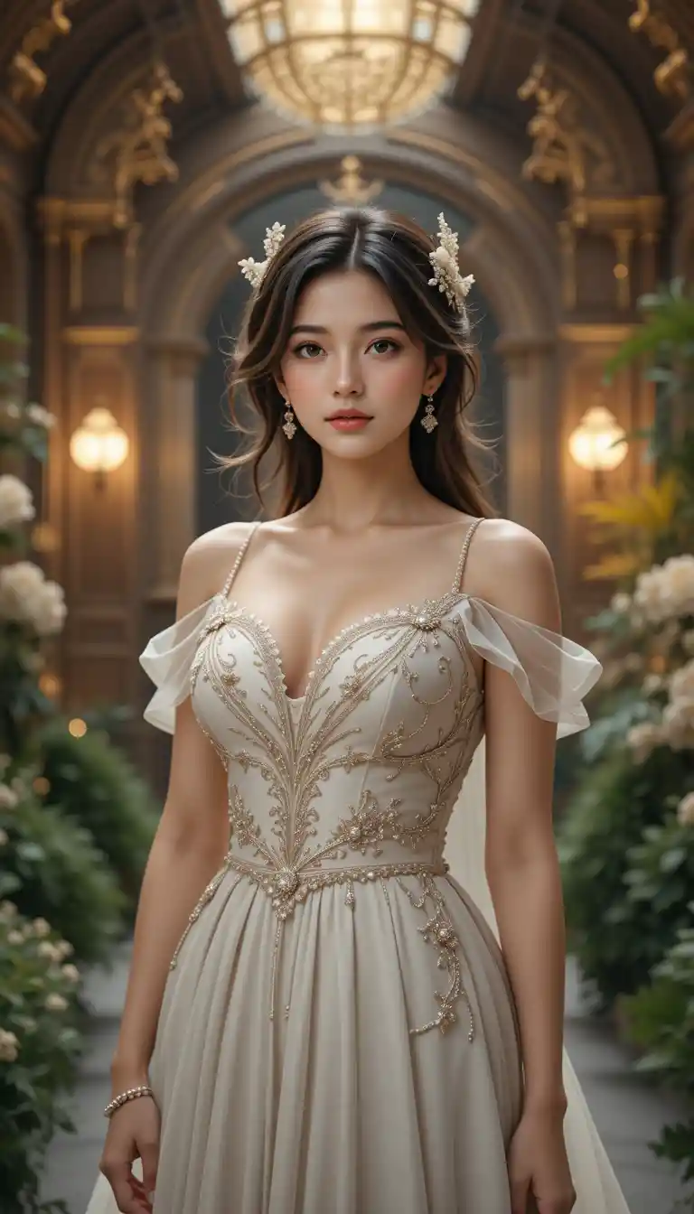 Young woman in formal gown in an elegant venue