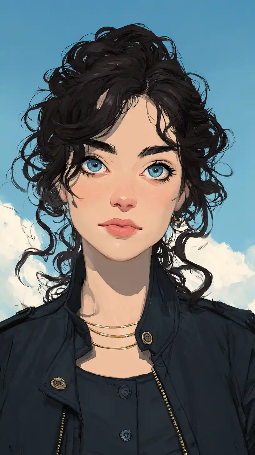 Young woman portrait against a bright blue sky